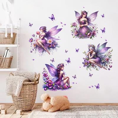 Flower Elf Fairy Wall Sticker Self Adhesive Decorative for Living Room Bedroom Girls Room Nursery