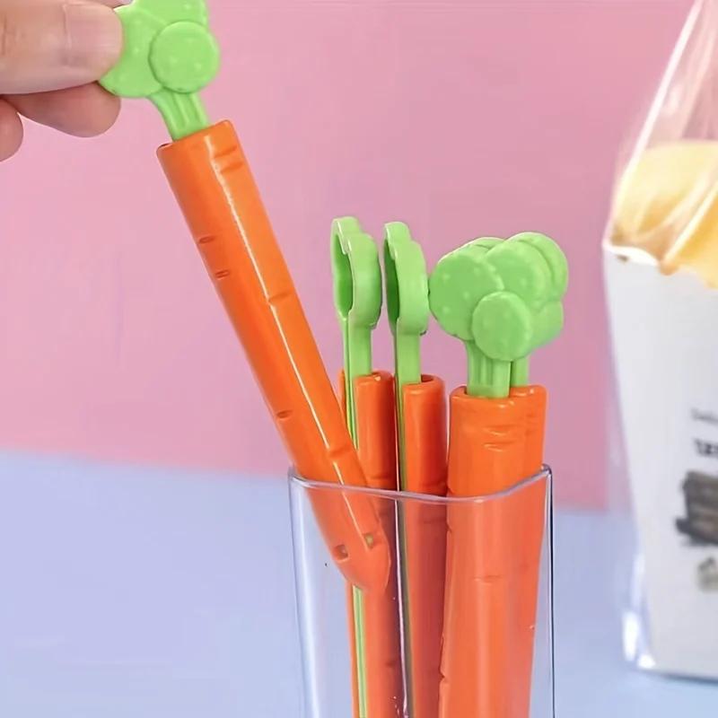 5PCS Carrot-Shaped PP Sealing Clips – Multi-Purpose Food Bag Clamps for Kitchen & Household Use