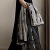 Vintage Black-White Striped Knitted Sofa Throw Blanket - Single-Person Office Nap Shawl AC Blanket