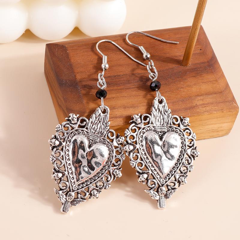 Vintage Witch Vampire Heart Earrings Gothic Cross Talisman Dangle Earrings Steampunk Royal Party Statement Jewelry Gifts