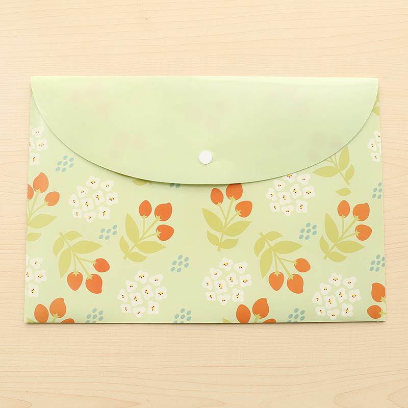Fashionable and Cute Folder Cartoon Horizontal File Bag A4 Snap Document Bag File Bag PP Waterproof Storage Bag