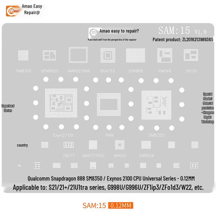Amao Suitable Solder Paste Stencil for Samsung S20/S21/A70/A90/J720/S10+/Note10 Multi-Purpose Chip