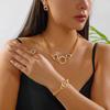 Light Luxury Geometric Circle Zircon Jewelry Set For Women Shiny Rhinestone Necklace Bracelet Earrings Ring Bride Wedding Gifts