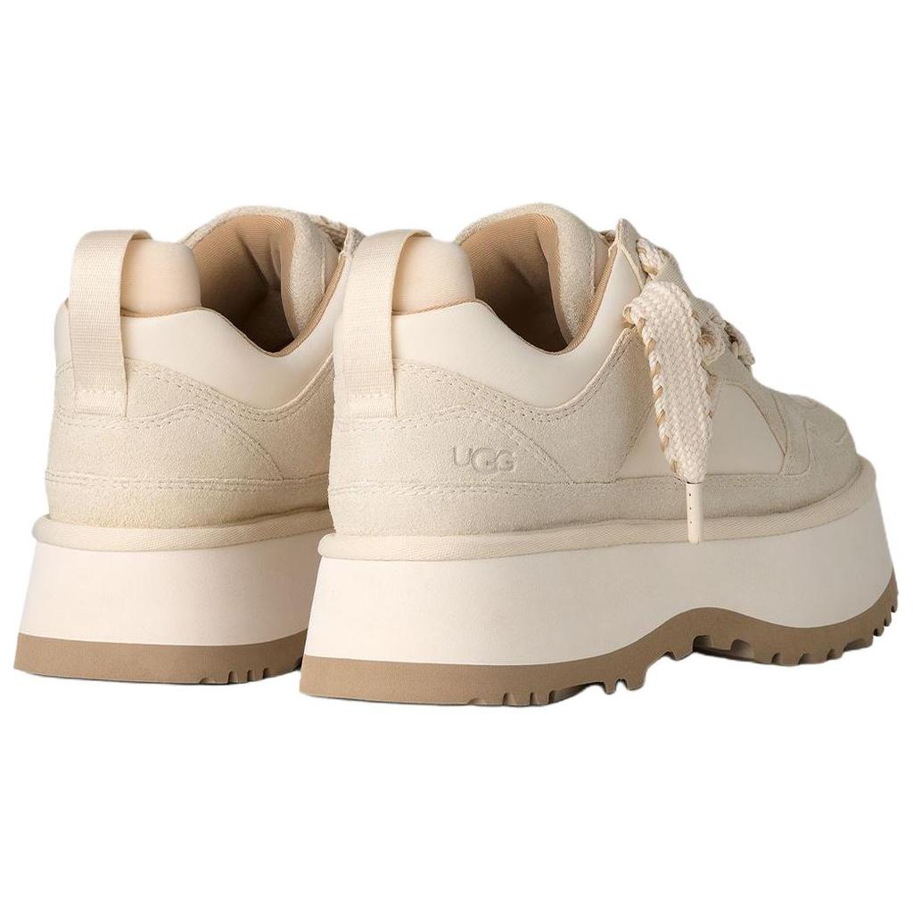 UGG Astromel Mel Leather Round Toe Lace-Up Low-Top Casual Shoes Women Sneaker White 1171541-JSM