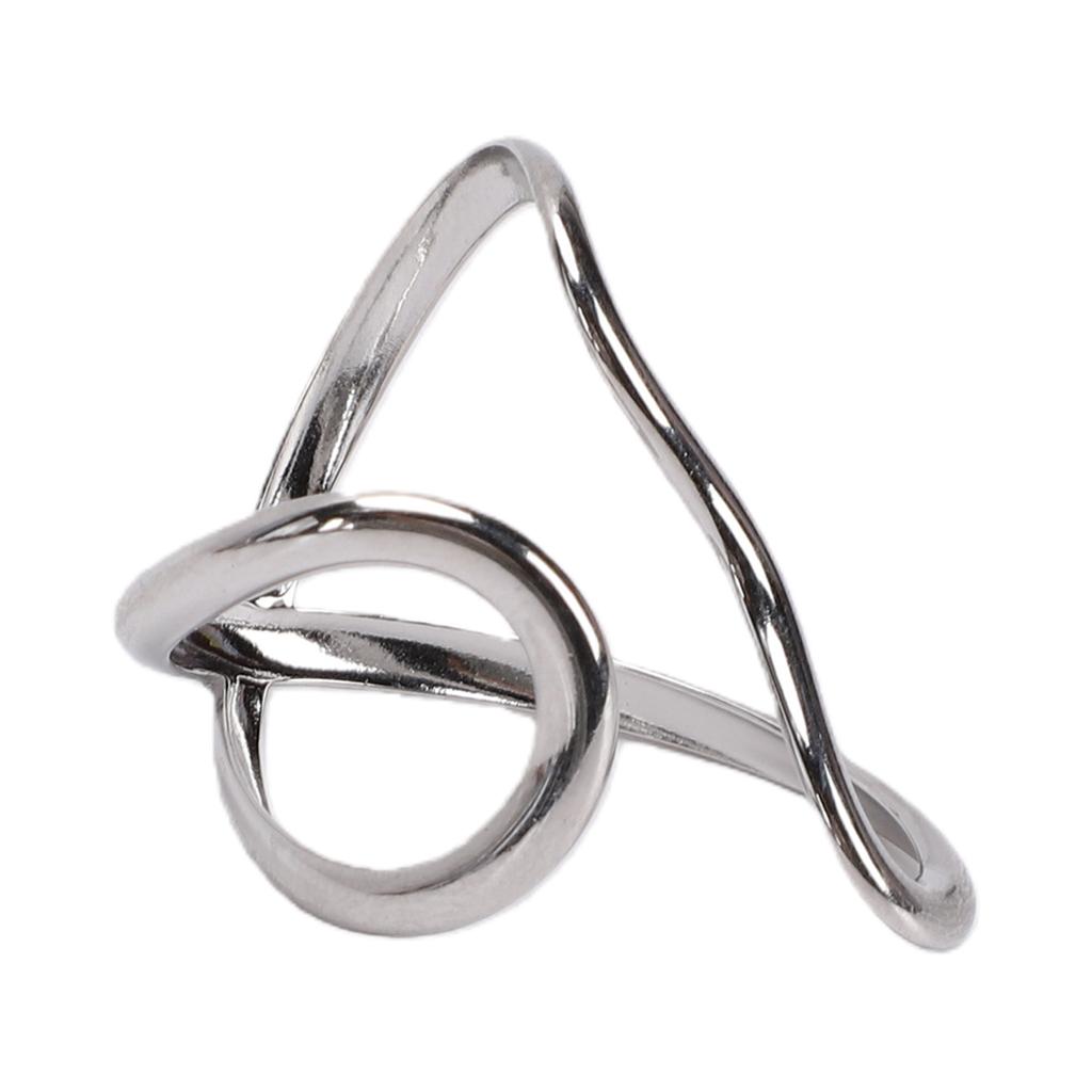 Geometric Line Ring Adjustable Minimalist Fashion Stackable Open Ring for Daily Wear Silver