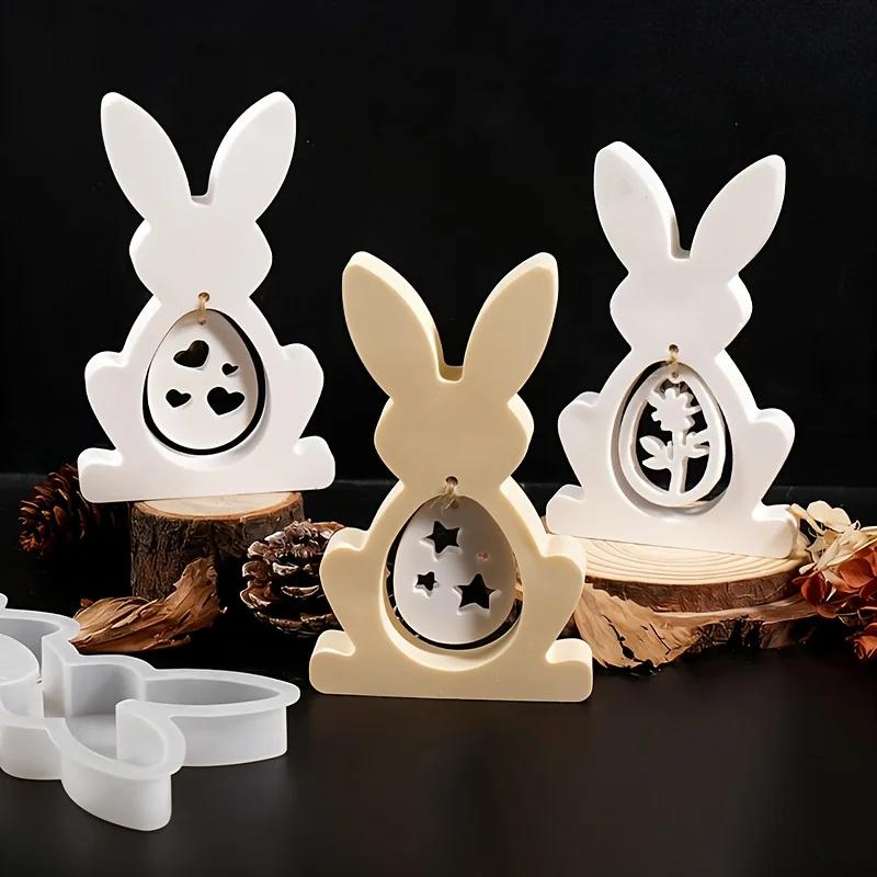 A Top Quality 3D Silicone Easter Molds Bunny Egg Mushroom Shapes Resin Plaster Casting for Hanging Decor Figurines