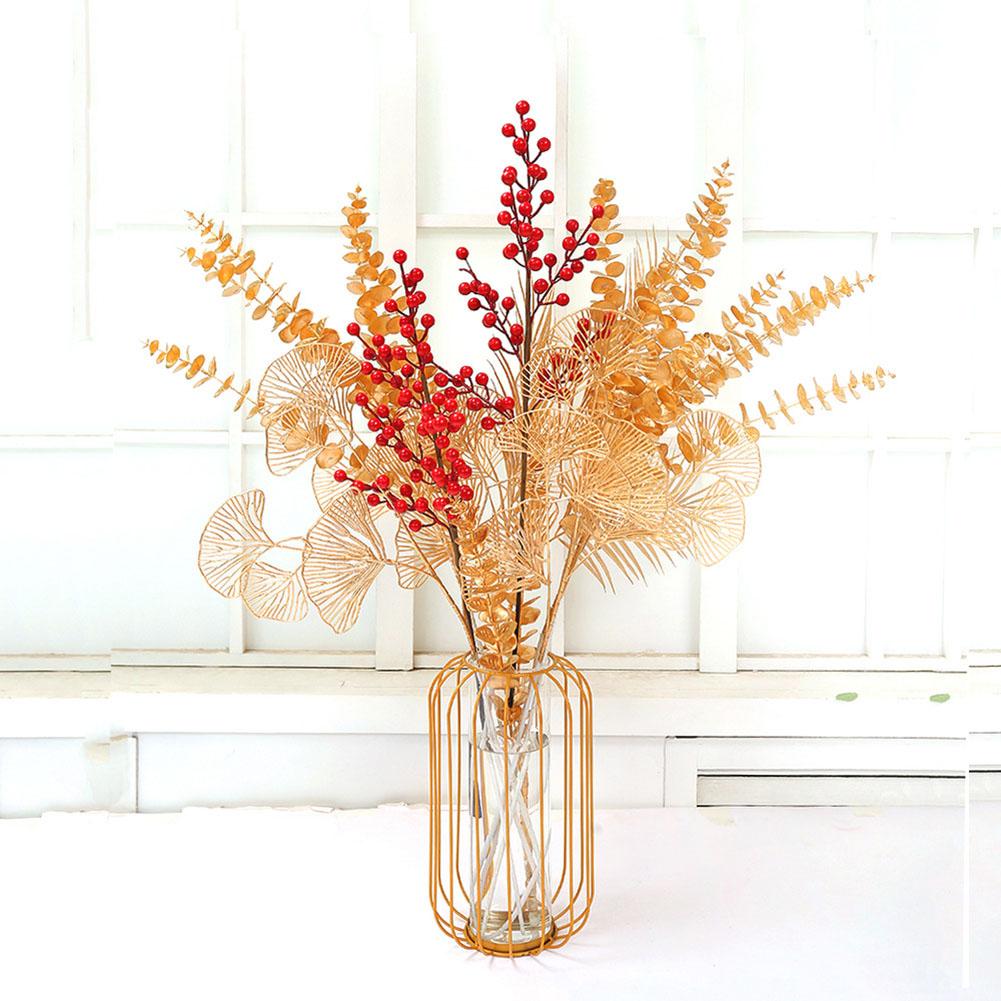 Gold Fan Leaf Simulated Flower Golden Color Plastic