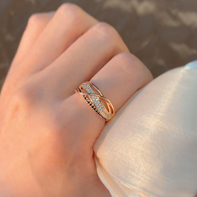 Kinel Fashion Rose Gold Ring For Women Zircon Crystal Jewelry