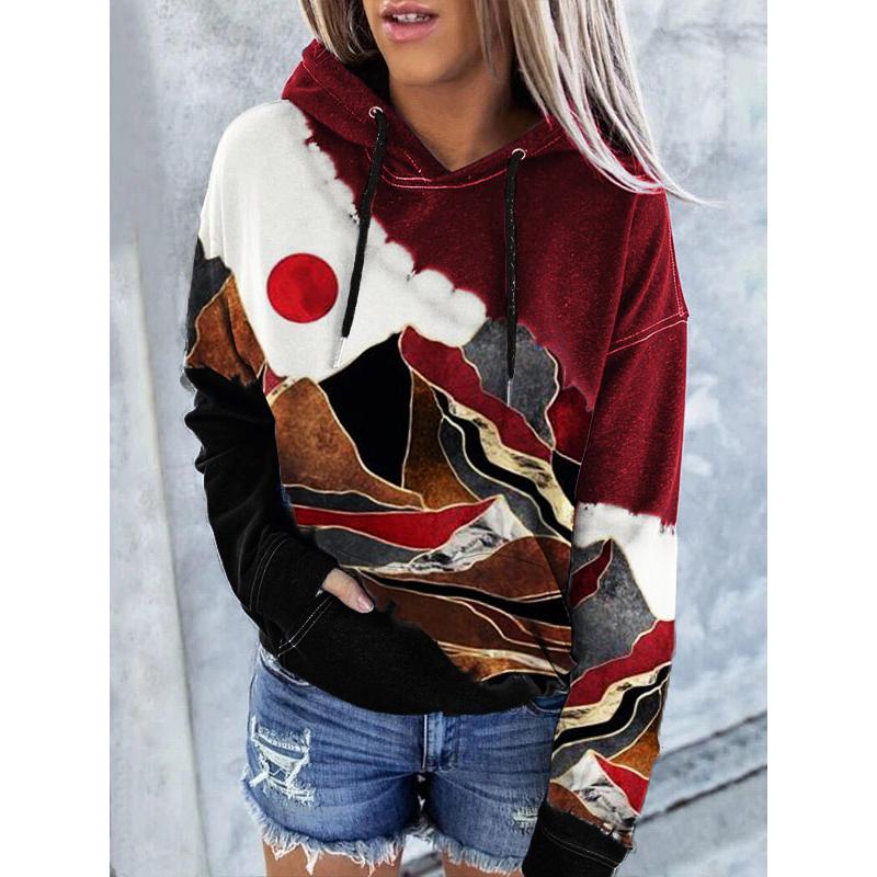 Autumn and Winter New Women's Clothing Christmas 3D Printing Hooded Pullover Long-sleeved Sweater Casual Fashion