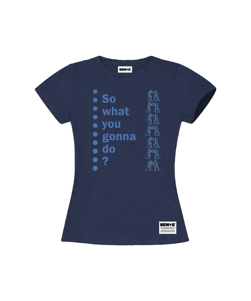 Ssobi What So Semi-Cropped Short Sleeve T-Shirt [Navy]