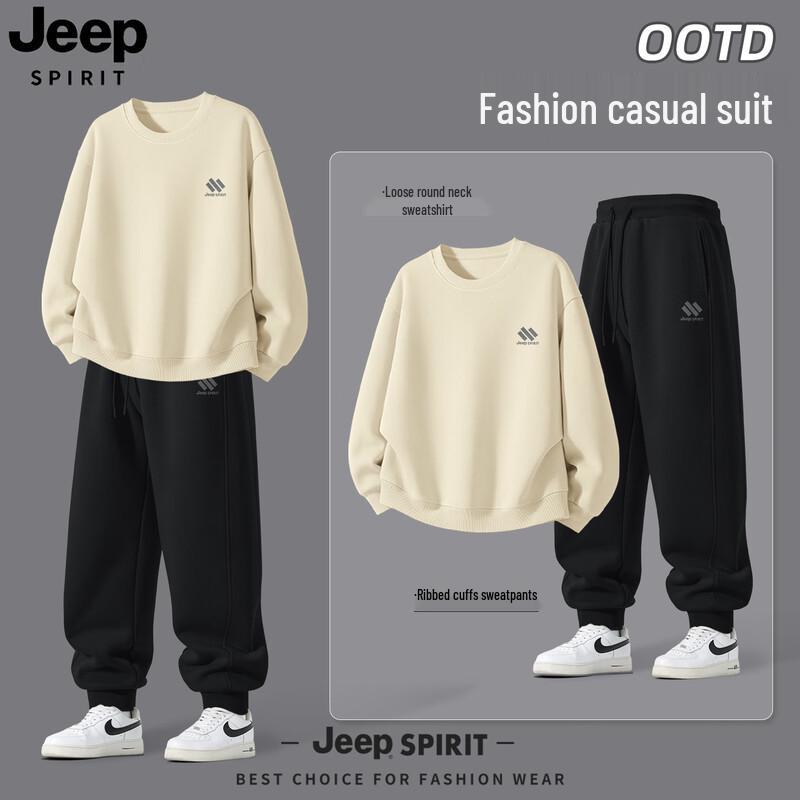 JEEP SPIRIT Men s Loose Fit Sweatshirt and Joggers Set 2XL