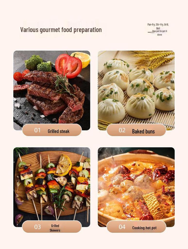 Electric Non-Stick Griddle: Double-Sided Heating for Eggs, Meat, and Pancakes 