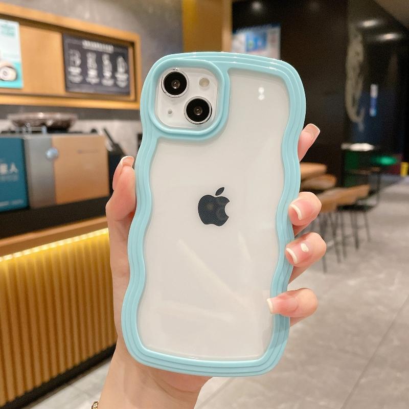 

Cute Wavy-edge Candy Colors Girl Phone Case For For Iphone 16 15 14 13 12 11 Pro Max plus All inclusive Shockproof Bumper cover New For iPhone 16promax