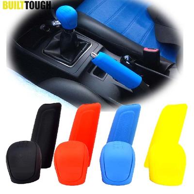 2Pc Car Auto Manual Silicone Shift Gear Head Knob Cover Handbrake Hand Brake Covers Sleeve Case Skin Protector Car