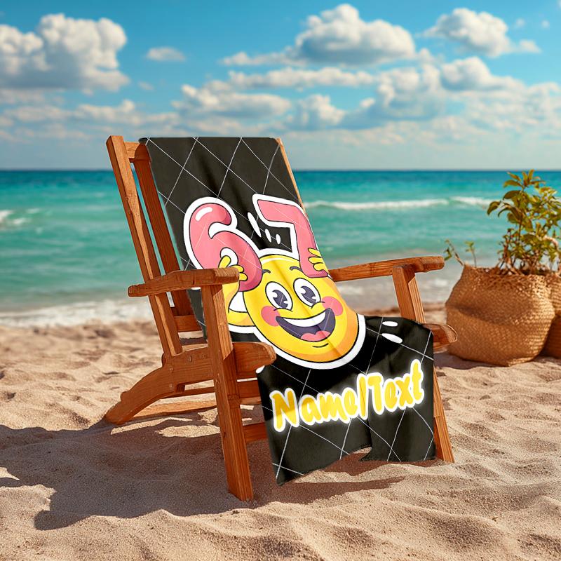 1PC Custom Name Happy Number Celebration Beach Towel Highly Absorbent And Sand-Resistant Towel for Swimming, Pool, Yoga, And Travel Lightweight