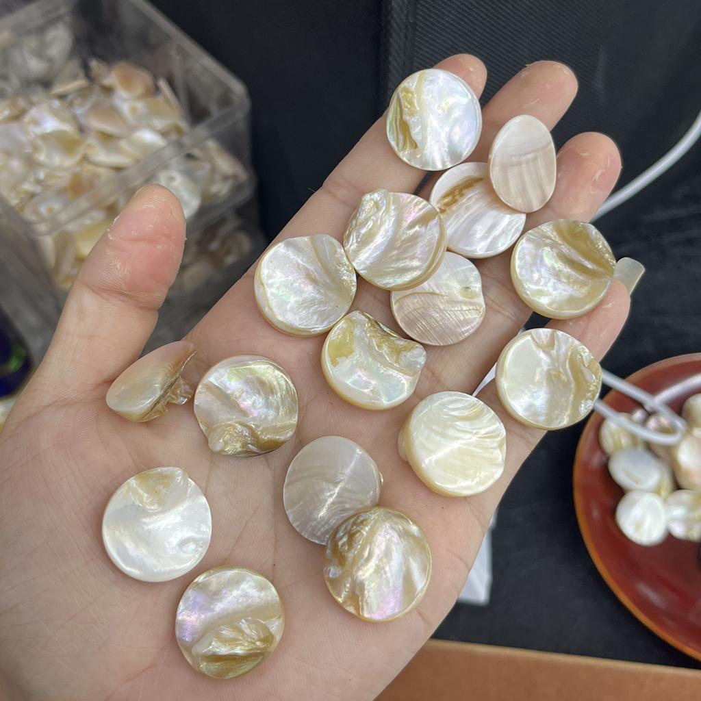 20Pcs/Pack, Irregular Round Shell Beads, Natural Shell Loose Beads, 20mm, for Jewelry Making DIY Supplies, Unisex Crafts