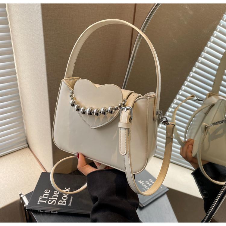 Chic Street Style Shoulder Bag For Women 2024 New Collection Versatile Pu Leather Handbag With Chain Strap White