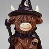 Highland Cow Figurine, Halloween Witch Pumpkin Skull Cow Statue, Resin Scottish Ornament for Calf Lovers, Shelf, Tiered Tray, Mantel, Tabletop Decor