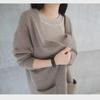 Fall/Winter 2025 Women's Korean Loose Knit Cardigan - Solid Color, Long Sleeve, Mid-Length, Thickened Sweater Coat