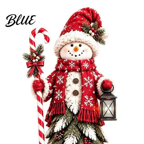 Holiday Mantle Decorations Christmas Snowman Figurine, Resin Tabletop Decoration with Hat Scarf Pine Winter Home Branches, Decor for Mantel