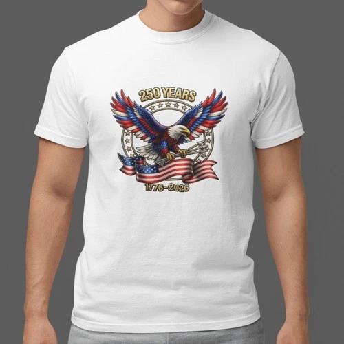 250 лет 1776-2026 Патриотическая футболка с орлом Америка Свобода США Футболка Унисекс XL