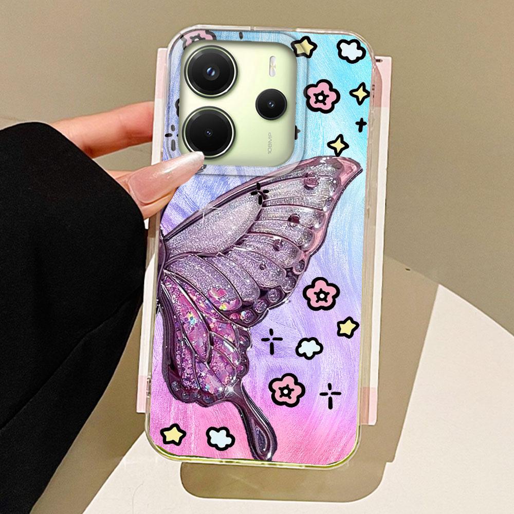 

Зеленый Чехол для телефона с бабочкой для женщин и девушек для Xiaomi Redmi Note 14 13 12 11 11S 10 9 8 Pro 9C 13C 14C A5 A3 A4 A3X A1 poco M2 Pro белый