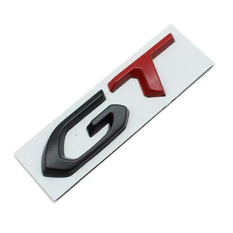 3d Metal Chrome Black Logo GT Emblem Letters Car Rear Trunk Badge Self-adhesive Sticker Accessories