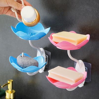 Seifenschale für das Badezimmer, selbstentleerend, abnehmbar, doppelschichtiger Saugnapf, an der Wand montierter Seifenschwammhalter für die Dusche