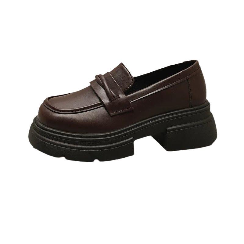 British Style JK Small Leather Shoes Women's Retro 2025 Spring New Versatile Muffin Thick-soled Heightening Loafers Single Shoes