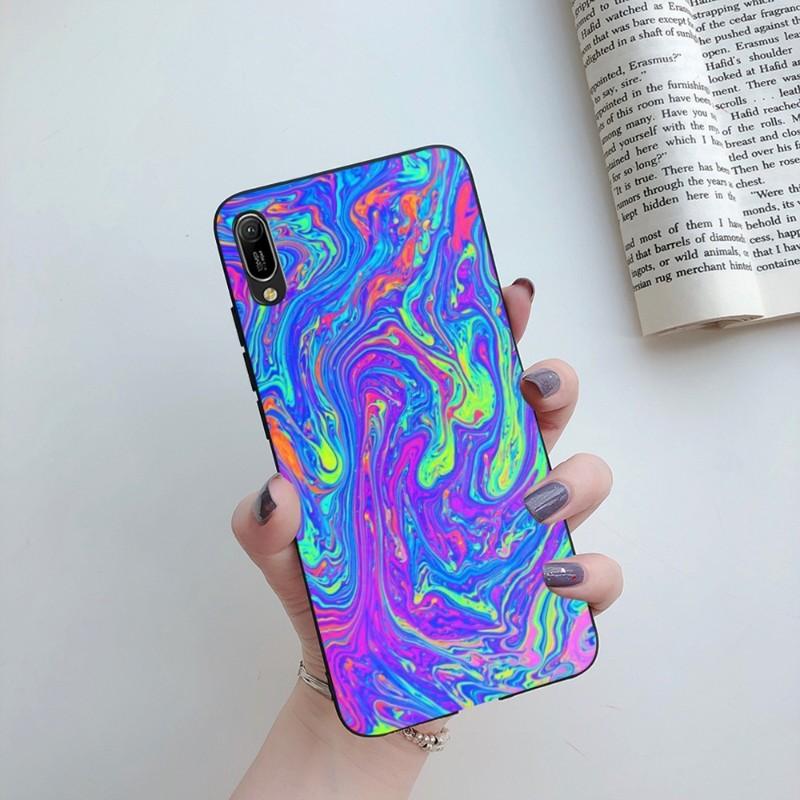 Holographic Colorful Pattern Phone Case For Huawei Mate 40 30 20 10 Pro Lite Nova 9 8 5T Y7p Y7 Soft Black Phone Cover
