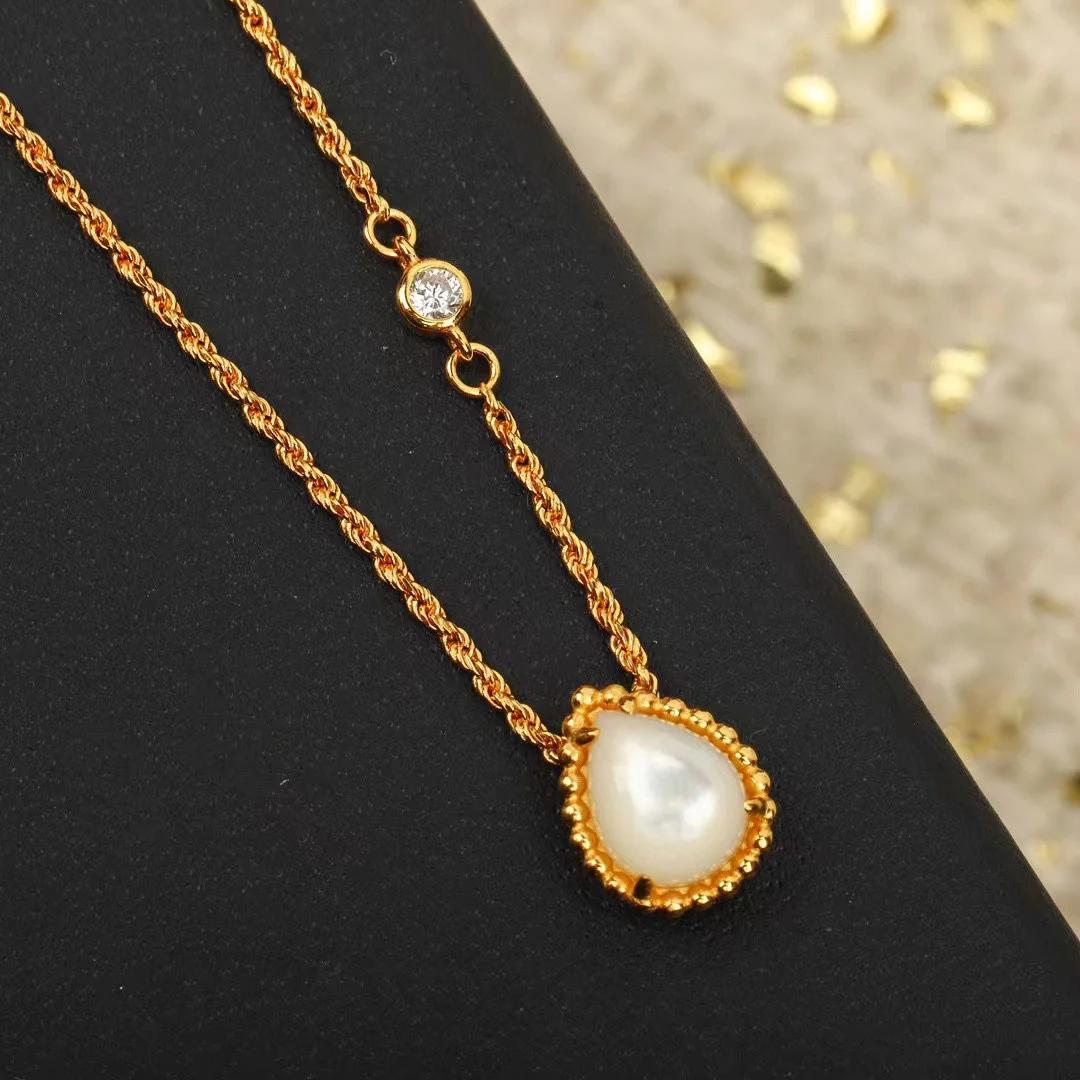 

New Fashion Classic Europe Top Quliaty Famous Jewelry Necklaces For Women Zircon Water Drop Luxury Gold Color Europ Design Gift чёрный