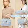 Gosect Makeup Bag, Large Quilted Cosmetic Bag, Big Floral Make Up Bag for Women Girls, Cute Cotton Makeup Bag Set, Flower Travel Toiletry Organizer