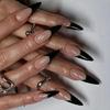 Trendy French Tip Press On Nail Matte Black Base Detailing Durability Plastic Fake Nail 24pc Complete Set Durability