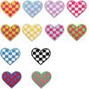 24 Pieces Racing Heart Embroidery Cloth Sticker Colored Love Patch Sticker Bag Decorative Plaid Peach Heart Embroidery Patch