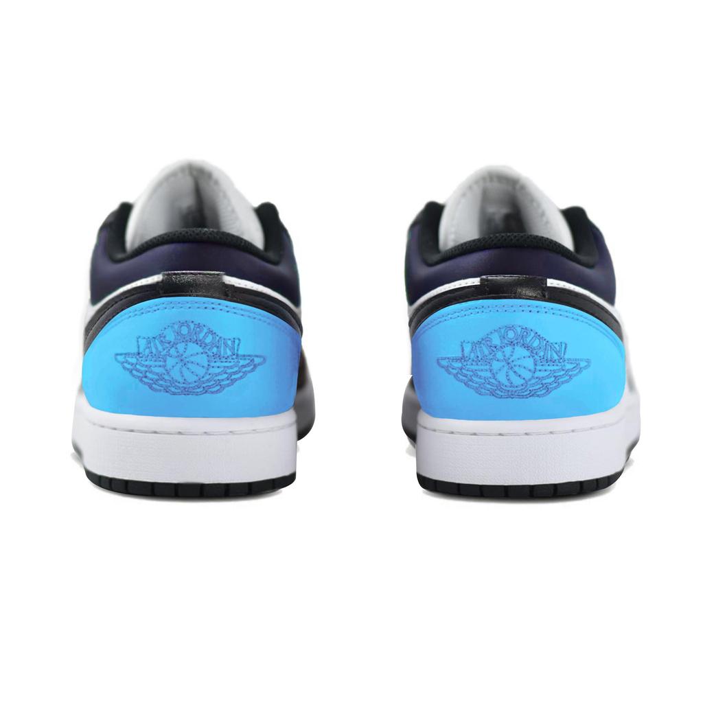 Jordan Air Jordan 1 Slip Resistant Abrasion Resistant Low Top Skateboard Shoes Unisex White Blue Black 553558-132(Team963-SBOX)