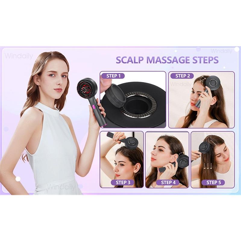 3 in 1 Red Light Therapy Head Massage Comb Hair Oil Applicator Waterproof Hair Growth Vibration Electric Scalp Massager Brush