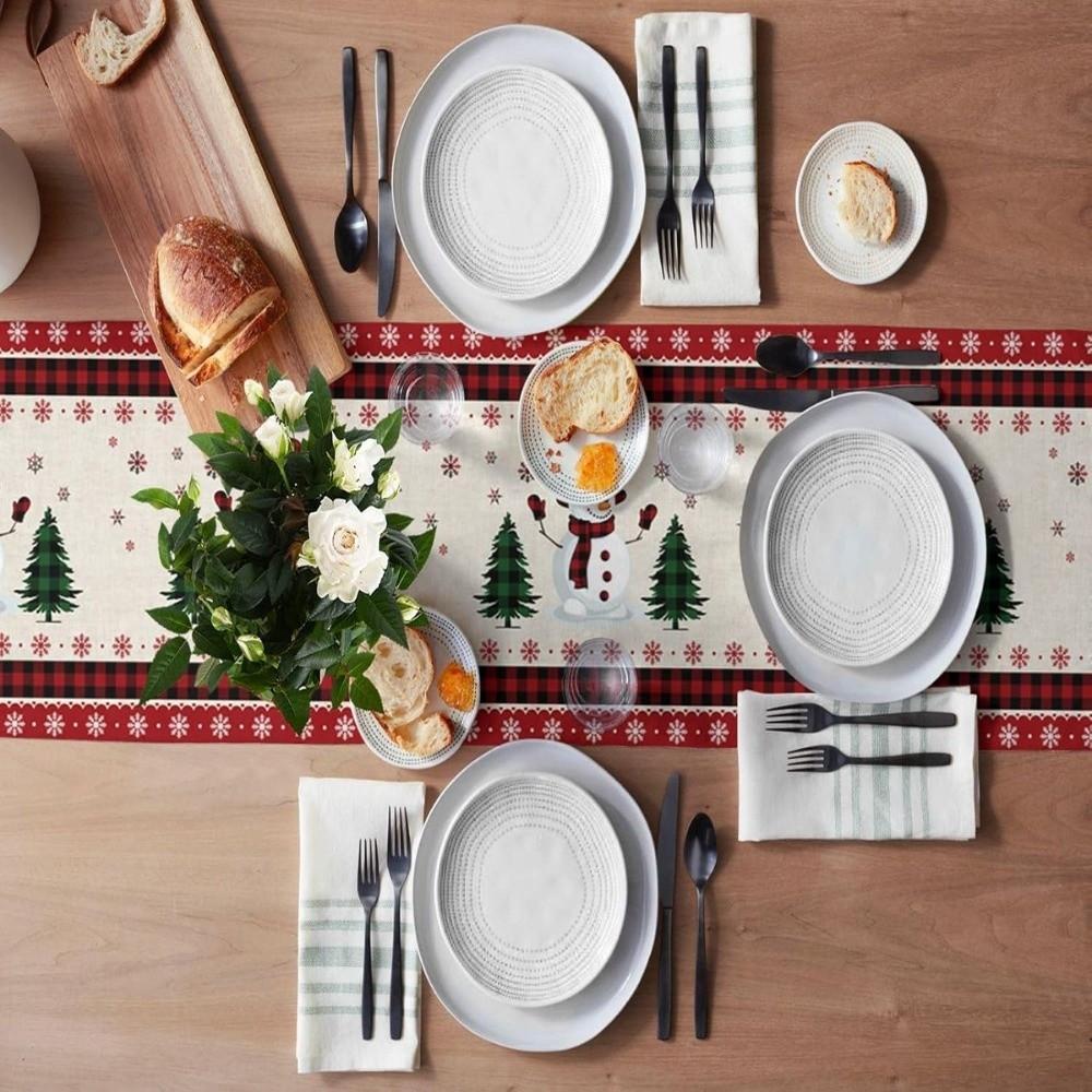 Santa Claus Christmas Table Flag Snowflake Xmas Tablecloth Christmas Table Runner Living Room