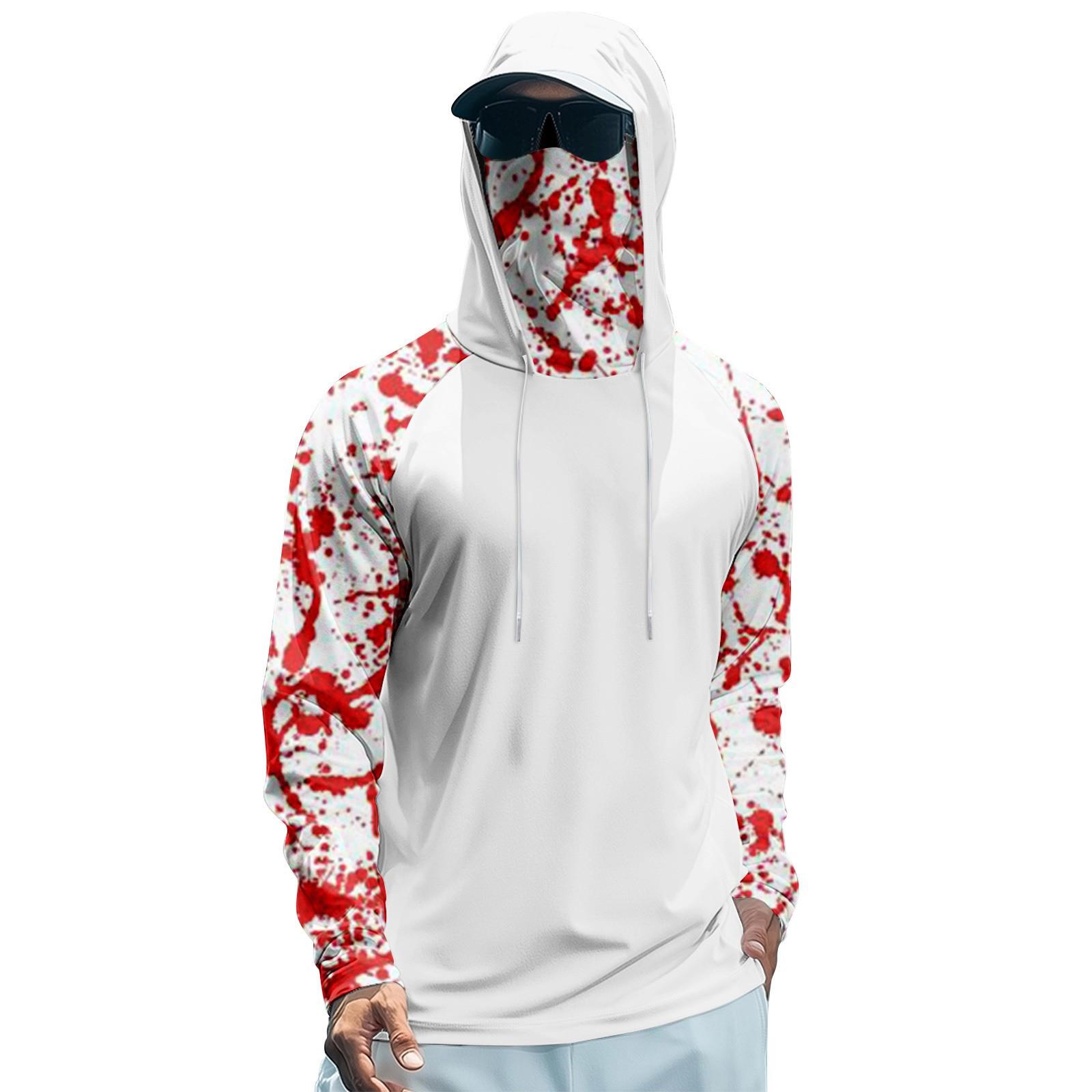 

Men s Performance Fishing Raglan Halloween Prints Hoodie - UPF 50+ UV Long Sleeve Sun-protective Shirt With Mesh Visor XL