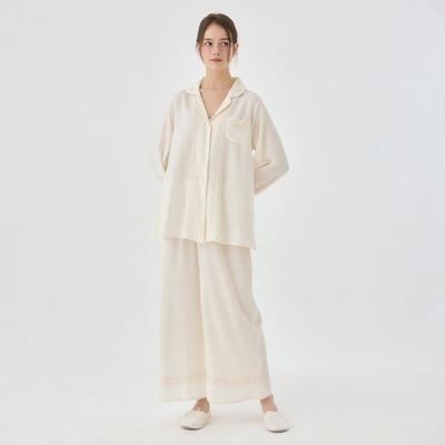 Lunaluz Women S Long Sleeve Sand waShing Collar Neck Two Piece pajamaS Thea