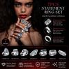 7PCS Rhinestone Crystal Square Rhinestone Ring Large Size Large Crystal Ring