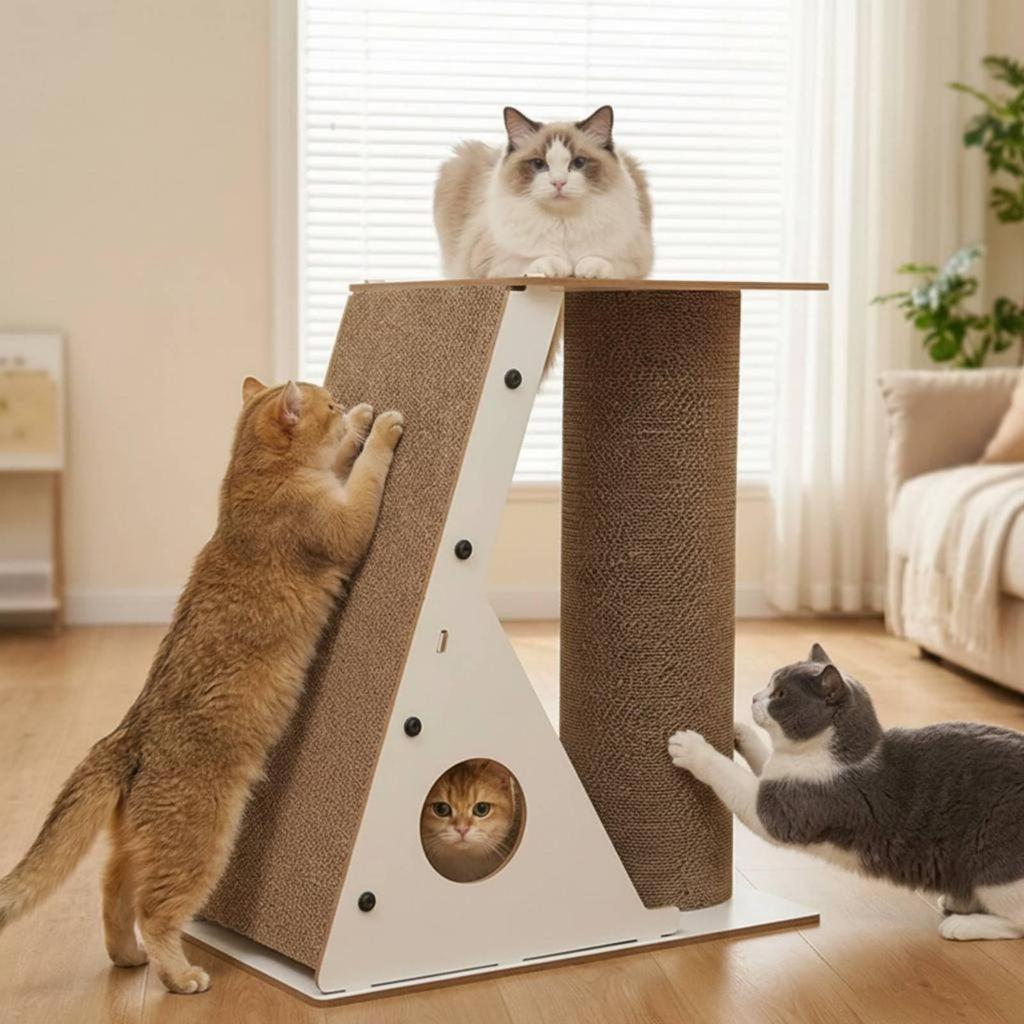 Feline Scratching Post with Ramp Multifunctional Versatile Design