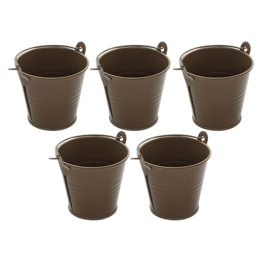 5x Small Metal Buckets Decor Crafts Planters with Handle Versatile Creative Plant Pots for Party Supplies Gift Patio Yard Garden
