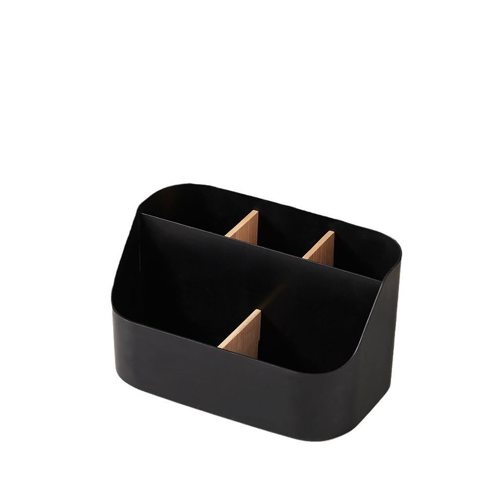 Creative Bamboo & Wood Multifunctional Organizer: Detachable Storage Box for Stationery, Remote, Makeup Brushes, and Pen Holder.