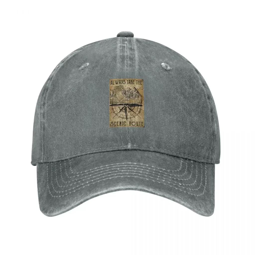 Hiking - Always Take The Scenic Route Baseball Cap New Hat birthday Caps For Women Unisex's