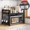 Mensola Nera per Forno a Microonde Organizzatore Multifunzione per Condimenti Nuovo Portastoviglie Domestico