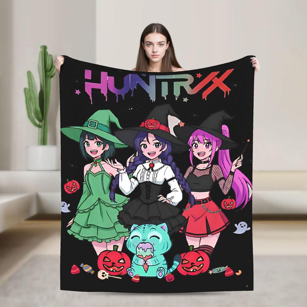 Saja Boys  Kpop Hunter Halloween Warm Soft Blankets  Camping Plush Throw Blanket Comfortable Home Decor Bedspread Sofa Bed Cover