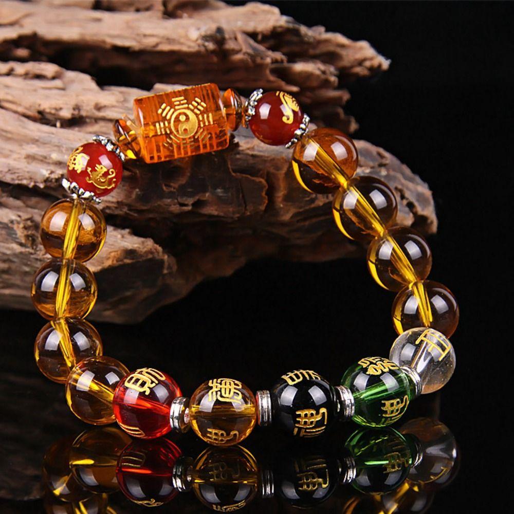 Buddhism Luck Wealth Bracelet Colorful God of Wealth Beaded Bracelet Feng Shui Bracelet  Women