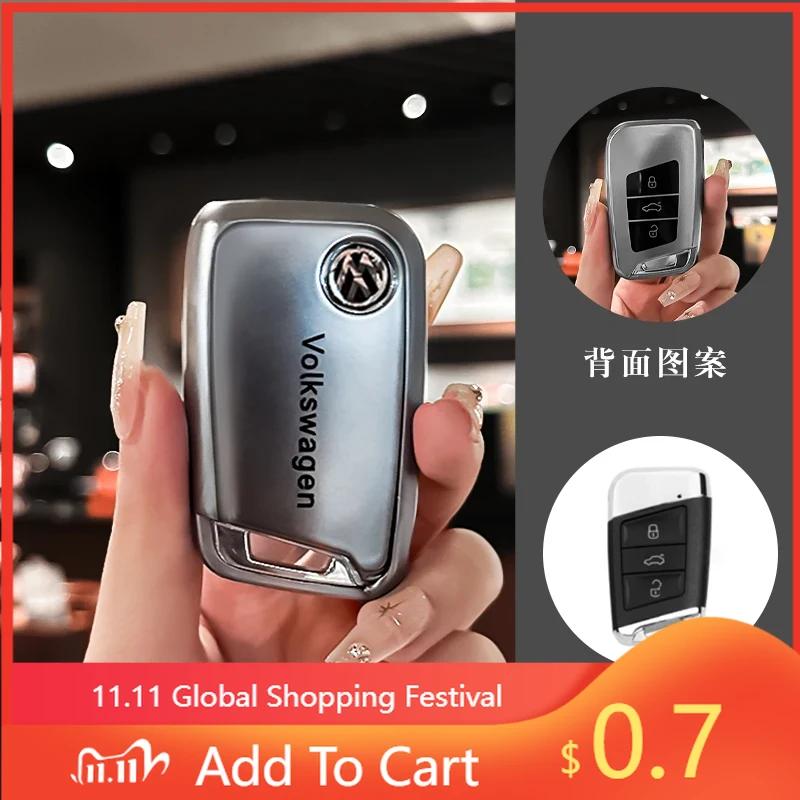 For VW TPU Gun Grey Car Key Cover Case Holder Shell Fob for VW Volkswagen Passat B6 B7 B8 CC Arteon Magotan GTE Keychain Acces
