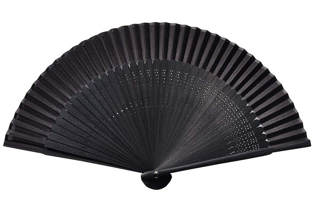 Женский короткий шелковый веер, черный.