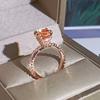 Luxury Big AAA CZ Women Fashion Party Princess Cut Simulated Stones Rose Gold Color Wedding Band Ring Gift